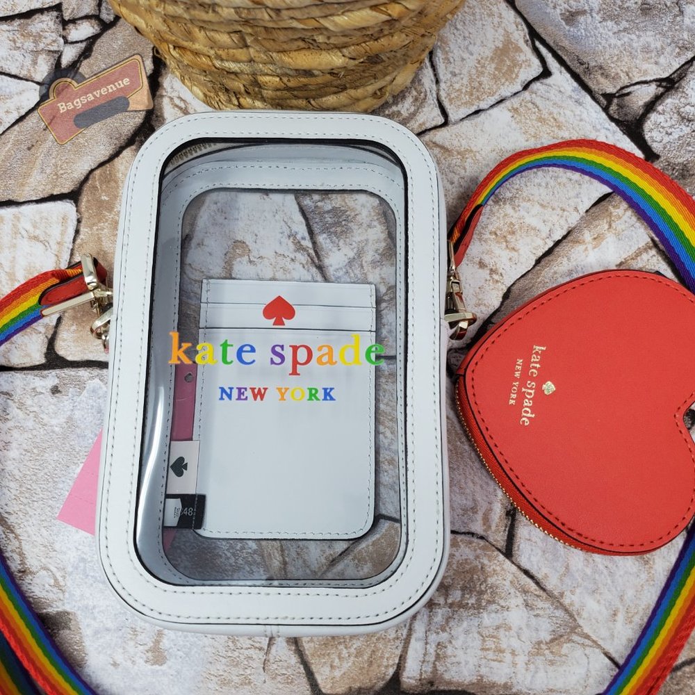 #bagsavenue fast ship phone pride rainbow clear crossbody heart coin Kate spade